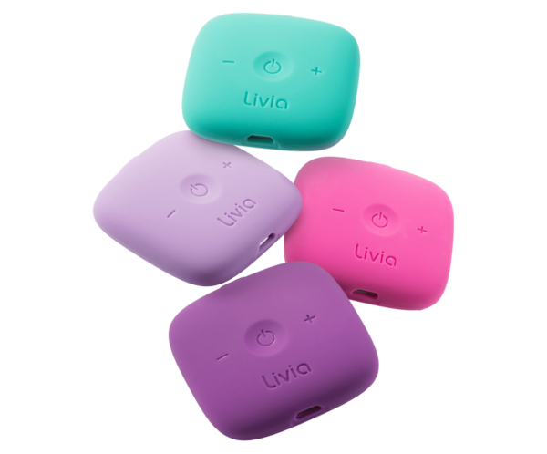 Livia device for natural relief from period cramps and endometriosis pain.