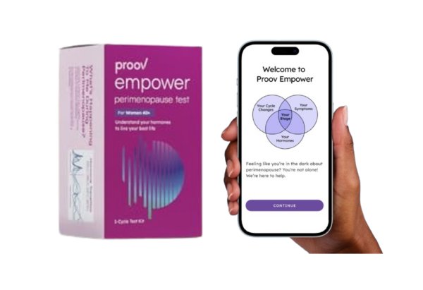 Proov Menopause Test Kit – At-home hormone health test measuring FSH, LH, E1G, and PdG levels