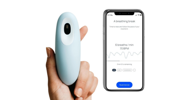 Moonbird guided meditation and breathing device for stress relief and relaxation